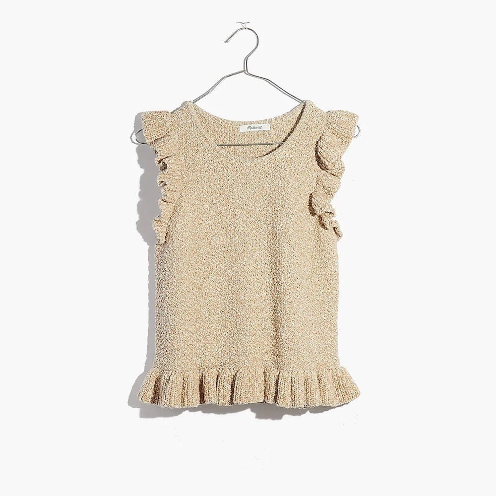 Madewell Nicollet Ruffle Sweater Tank Marled Honey Size Small